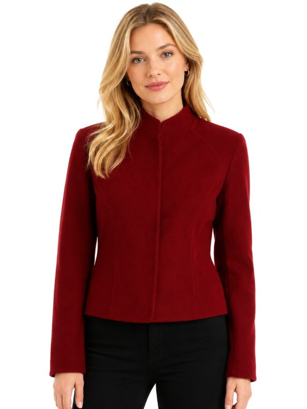 Vintage Donna Karan Signature Burgundy Red Cashmere Wool Blazer